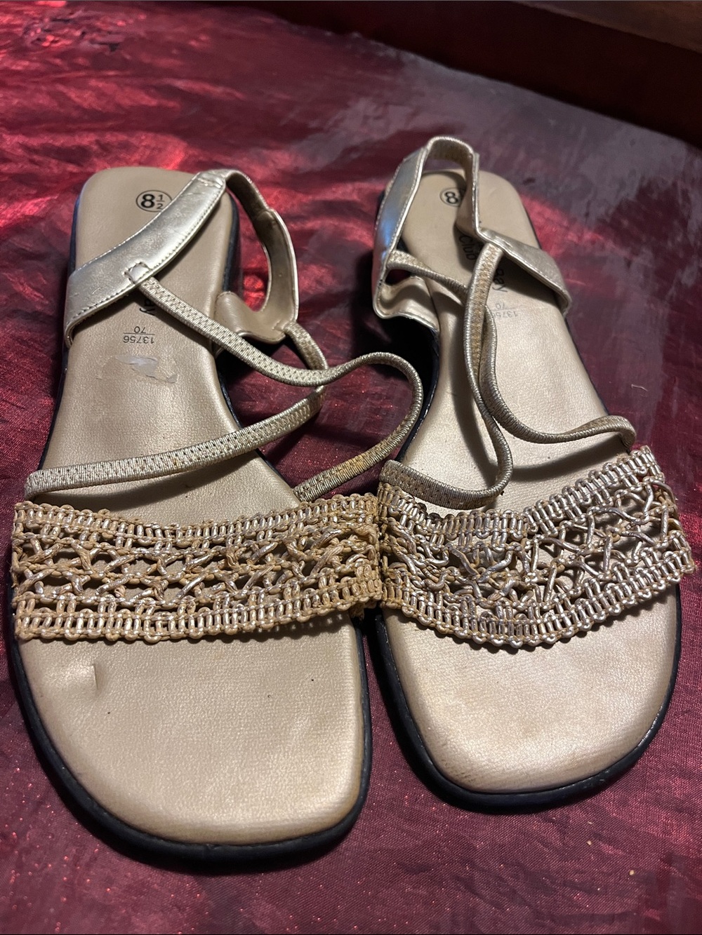 Montego Bay Club Metallic Gold Braided-Strap Women’s Sandals